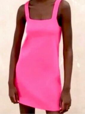 Zara Bright Hot Pink Knit Dress | Size M